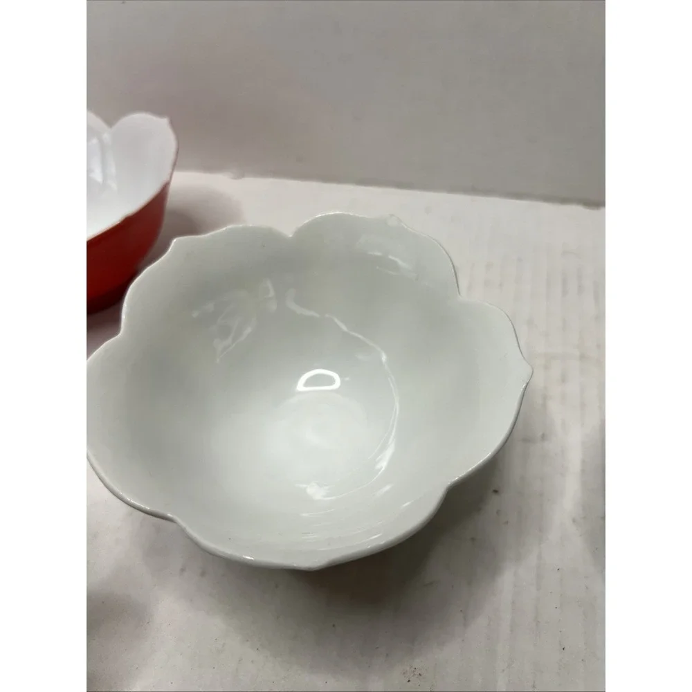 Vintage - LOTUS FLOWER MCM - Rice & Condiment Bowls - SET OF 3 Red White Black